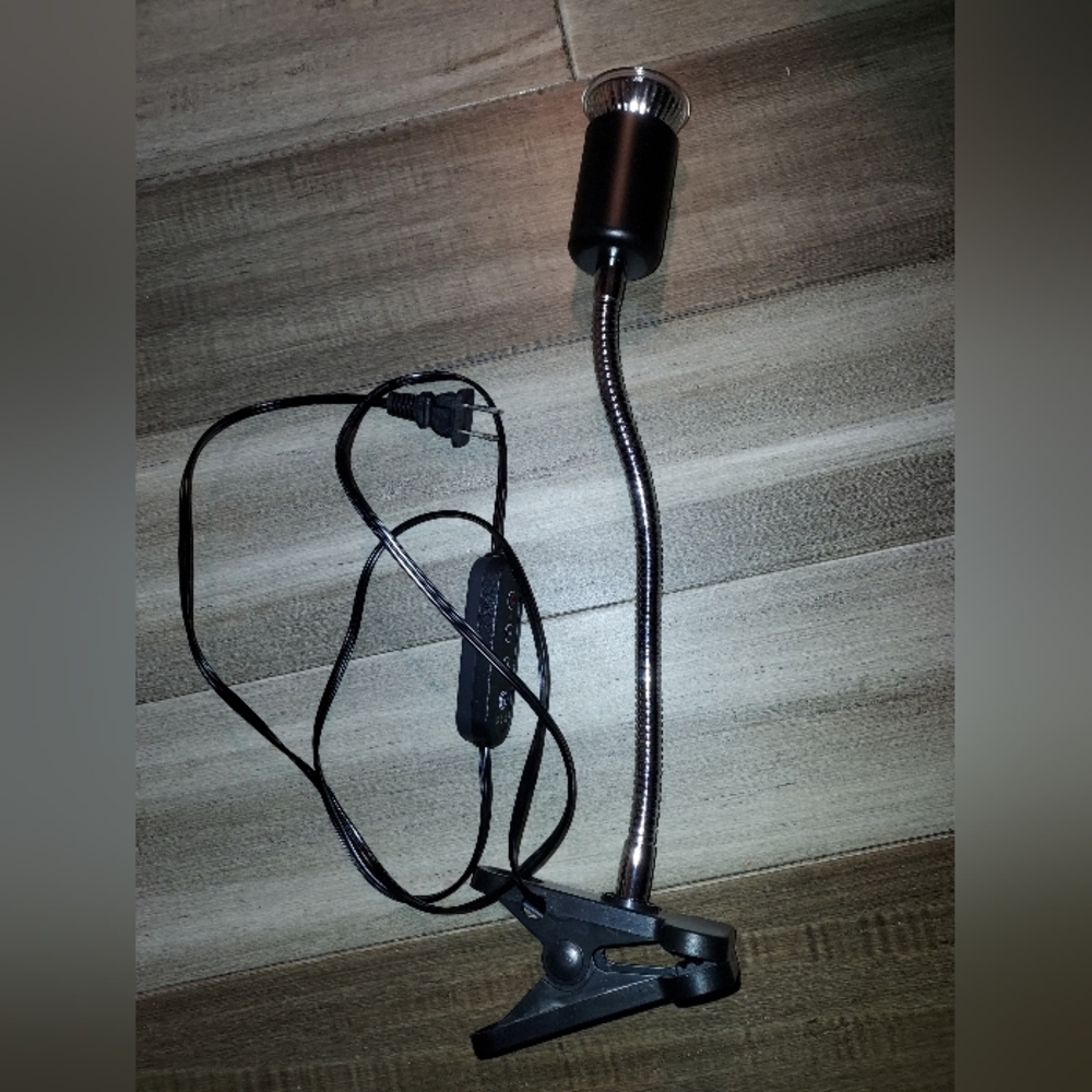 Reptile heating lamp with clamp